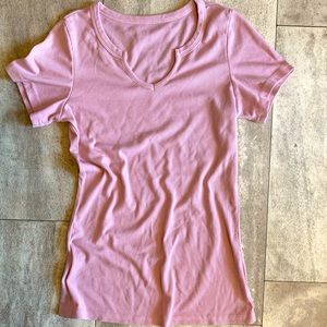 Pink Ribbed Fitted Tee